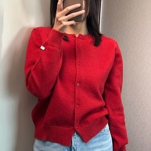 Korean Red Women's Sweater Cardigan